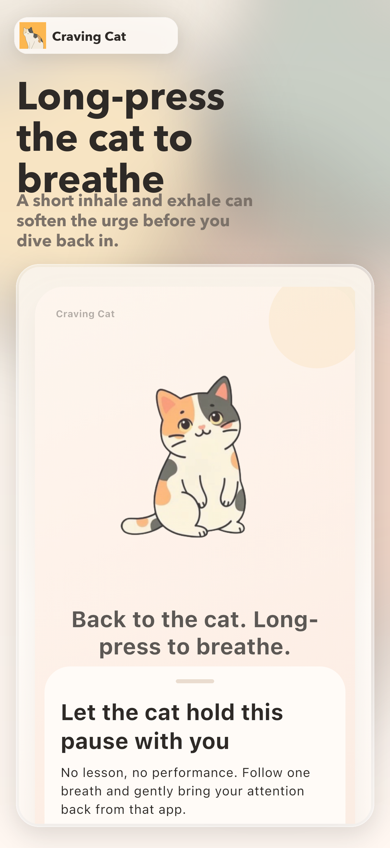 Craving Cat English screenshot 5: long-press the cat to breathe