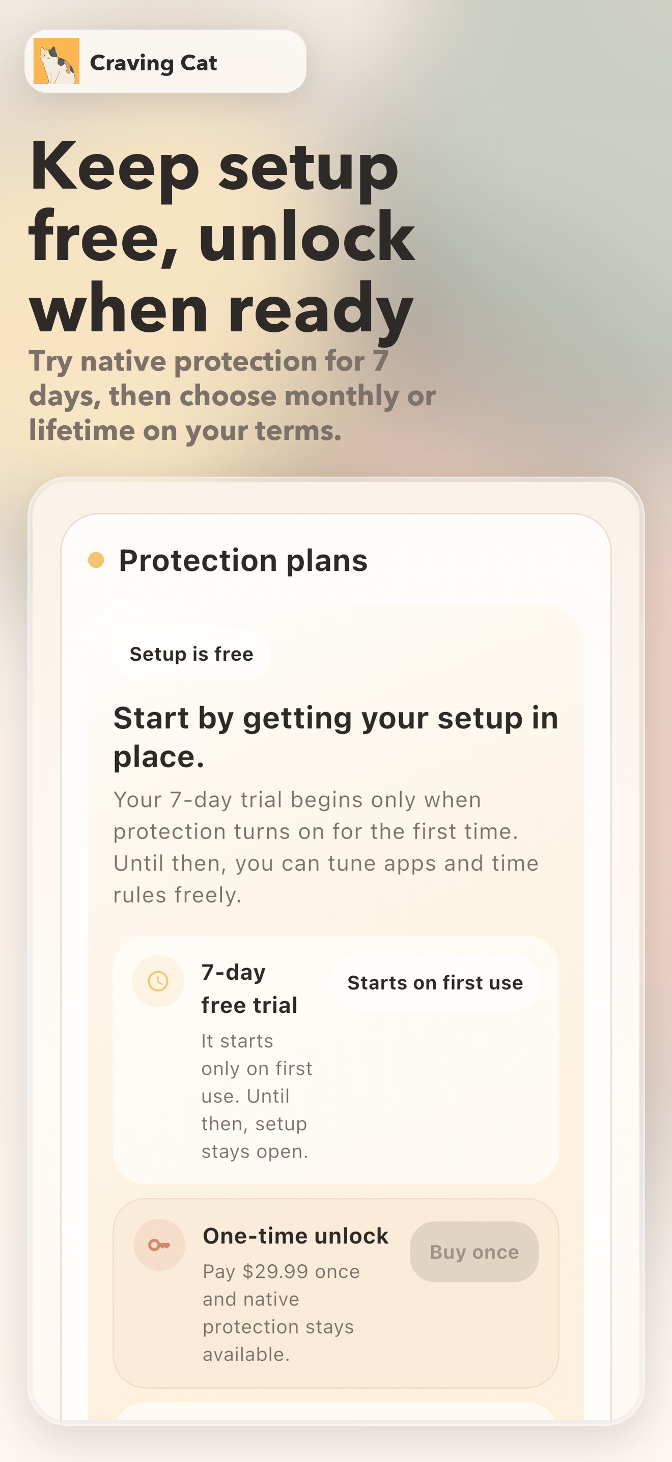 Craving Cat English screenshot 6: keep setup free, unlock when ready