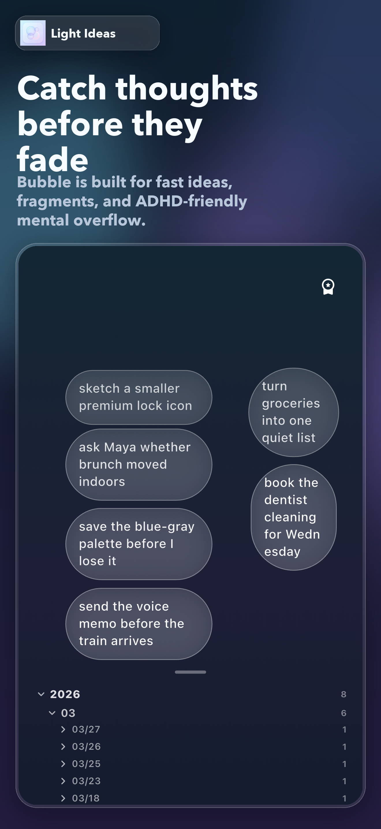 Light Ideas English screenshot 1: catch thoughts