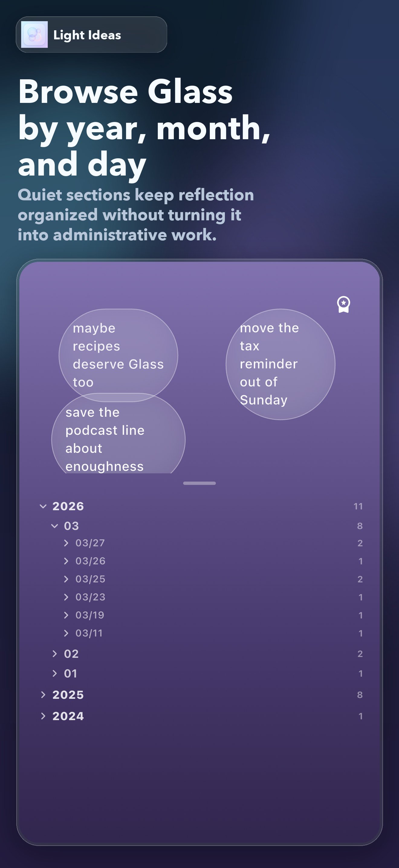 Light Ideas English screenshot 3: browse the Glass timeline