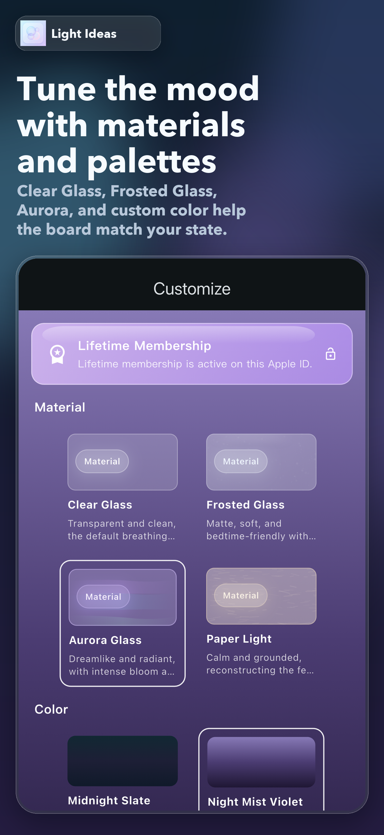 Light Ideas English screenshot 5: materials and palettes